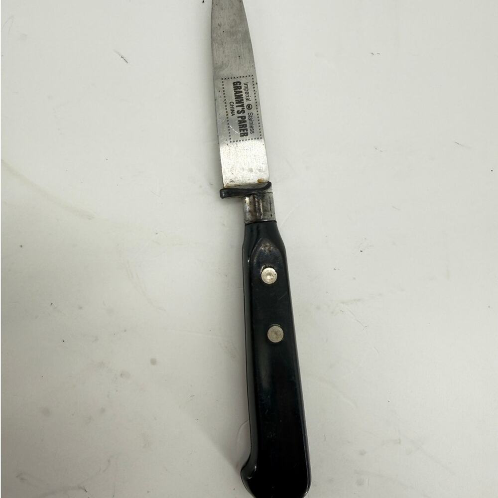 Imperial Grannys Parer Stainless Steel Paring Knife Black Handle Vintage Kitchen